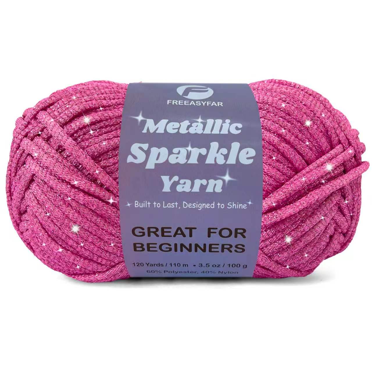 Metallic Sparkle Yarn for Crochet and Knitting with Easy-to-See Stitches