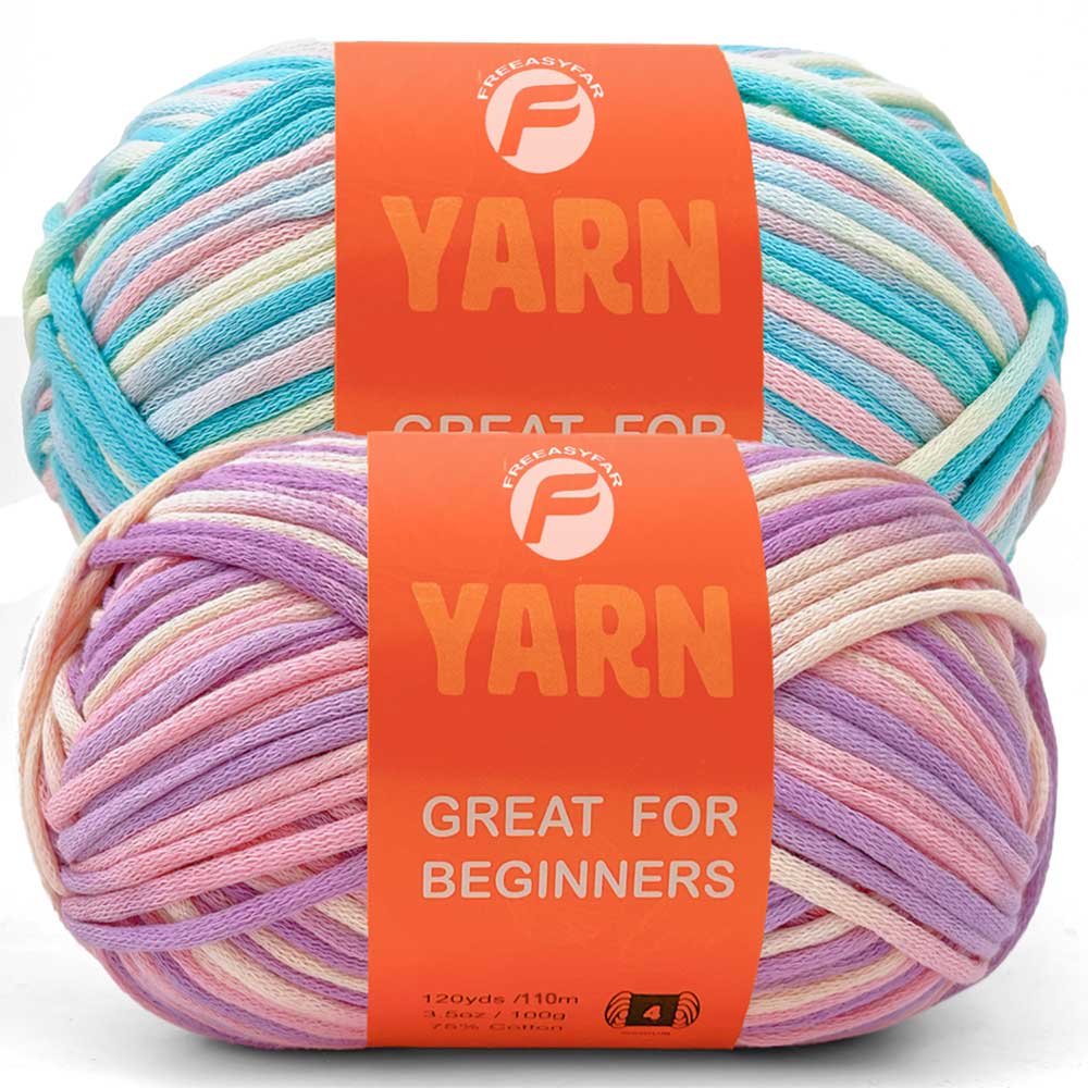 2 Pack Beginner Easy Yarn with Easy-to-See Stitches - Medium #4 Freeasyfar