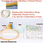DIY Canvas Tote Bag Embroidery Kit with Hoop and Patterns Flowers Wreath, Tote Bag Cross Stitch Kits for Beginners Adults (Wreath) Freeasyfar