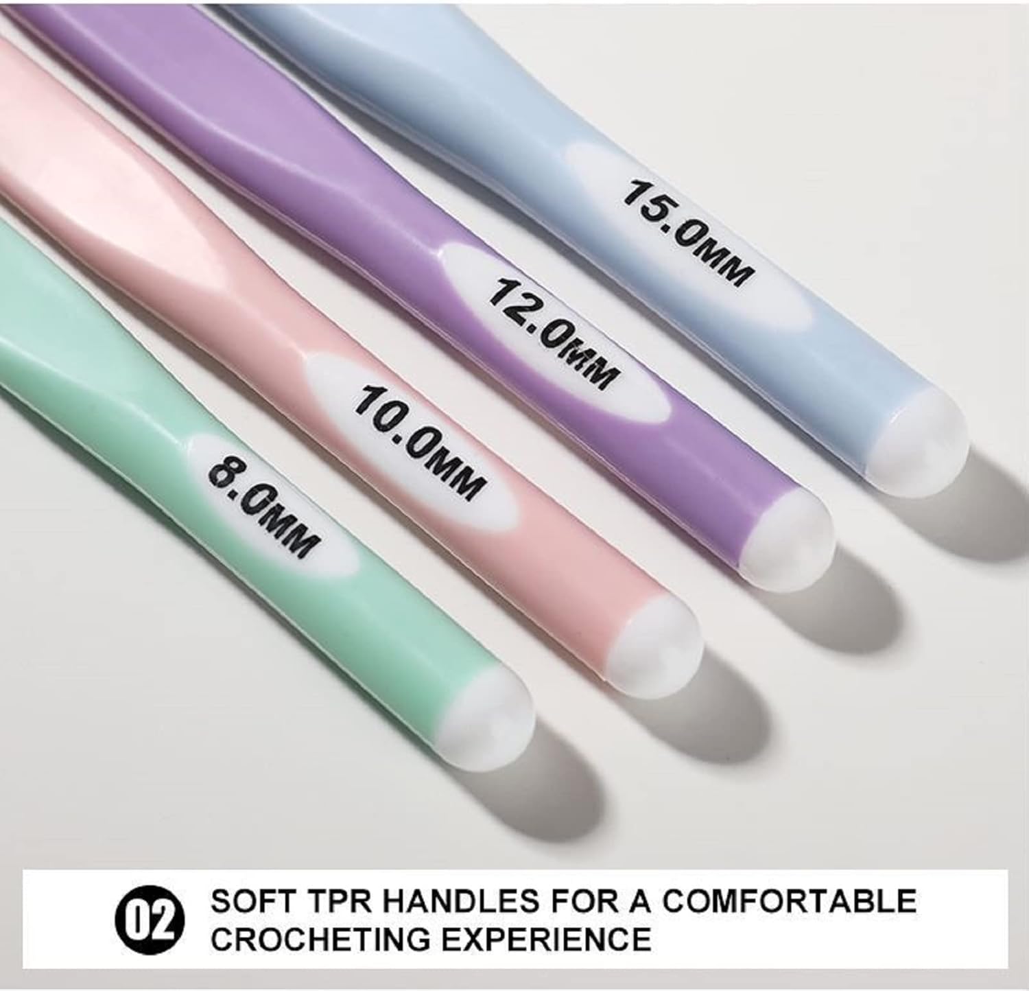 4PCS Large Sizes Crochet Hooks 8mm, 10mm, 12mm, 15mm Rubber Handle Crochet Hook Set Freeasyfar