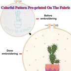 DIY Canvas Tote Bag Embroidery Kit with Hoop and Patterns Flowers Wreath, Tote Bag Cross Stitch Kits for Beginners Adults (Wreath) Freeasyfar
