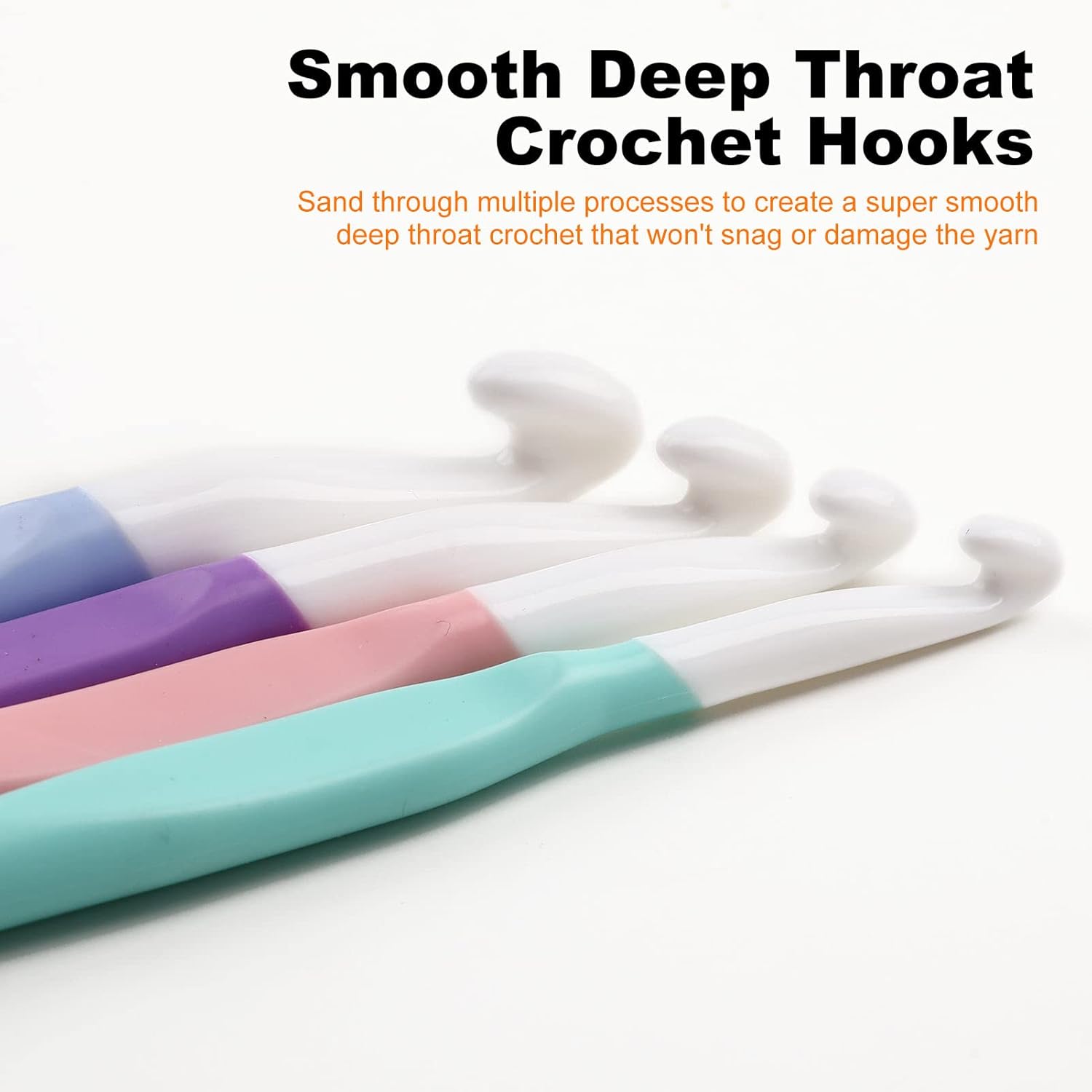 4PCS Large Sizes Crochet Hooks 8mm, 10mm, 12mm, 15mm Rubber Handle Crochet Hook Set Freeasyfar