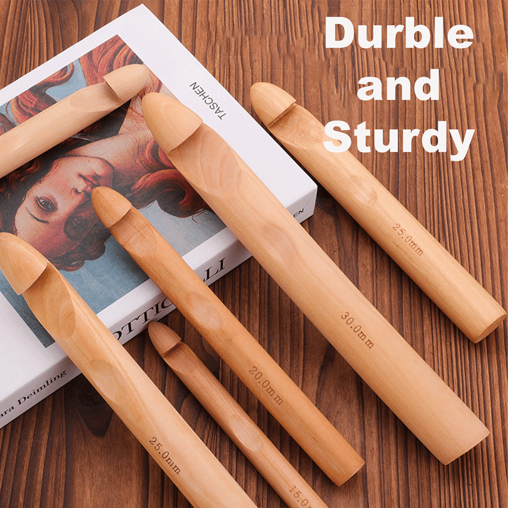 4PCS Giant Bamboo Crochet Hooks - 15mm /20mm/ 25mm /30mm Freeasyfar