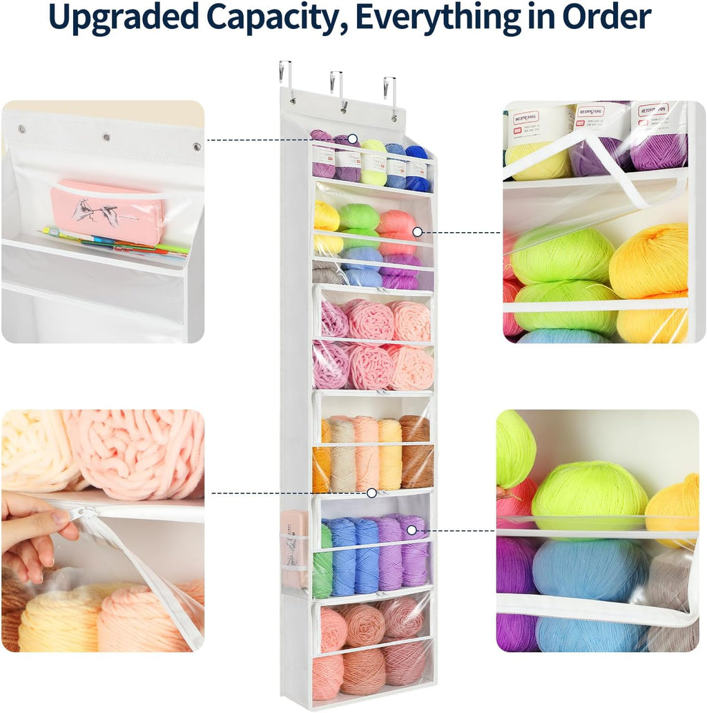 Hanging Yarn Storage Organizer with 6 Zippered Closure Compartments