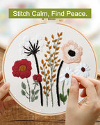 3 Sets Embroidery Kit,Cross Stitch Kits for Beginners,Needlepoint Kits for Adults with Easy Floral Pattern Hand Crafts,Hoop,Needle,Mothers Day Gifts Freeasyfar