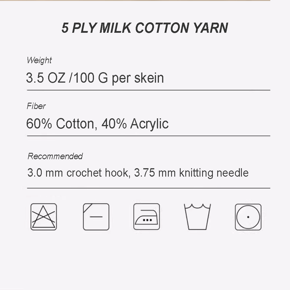 5 ply 60% Cotton 40% Acrylic Soft Yarn - #3 DK Sport