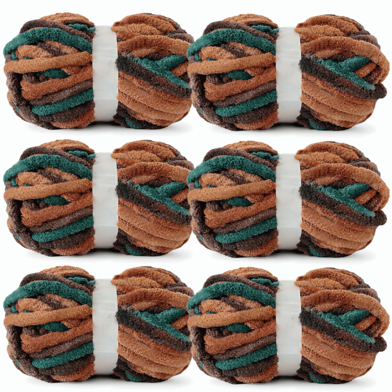 Chunky Chenille Yarn for Crocheting - Super Bulky Fluffy Yarn for Knitting -100% Polyester -Mossy Grove Freeasyfar