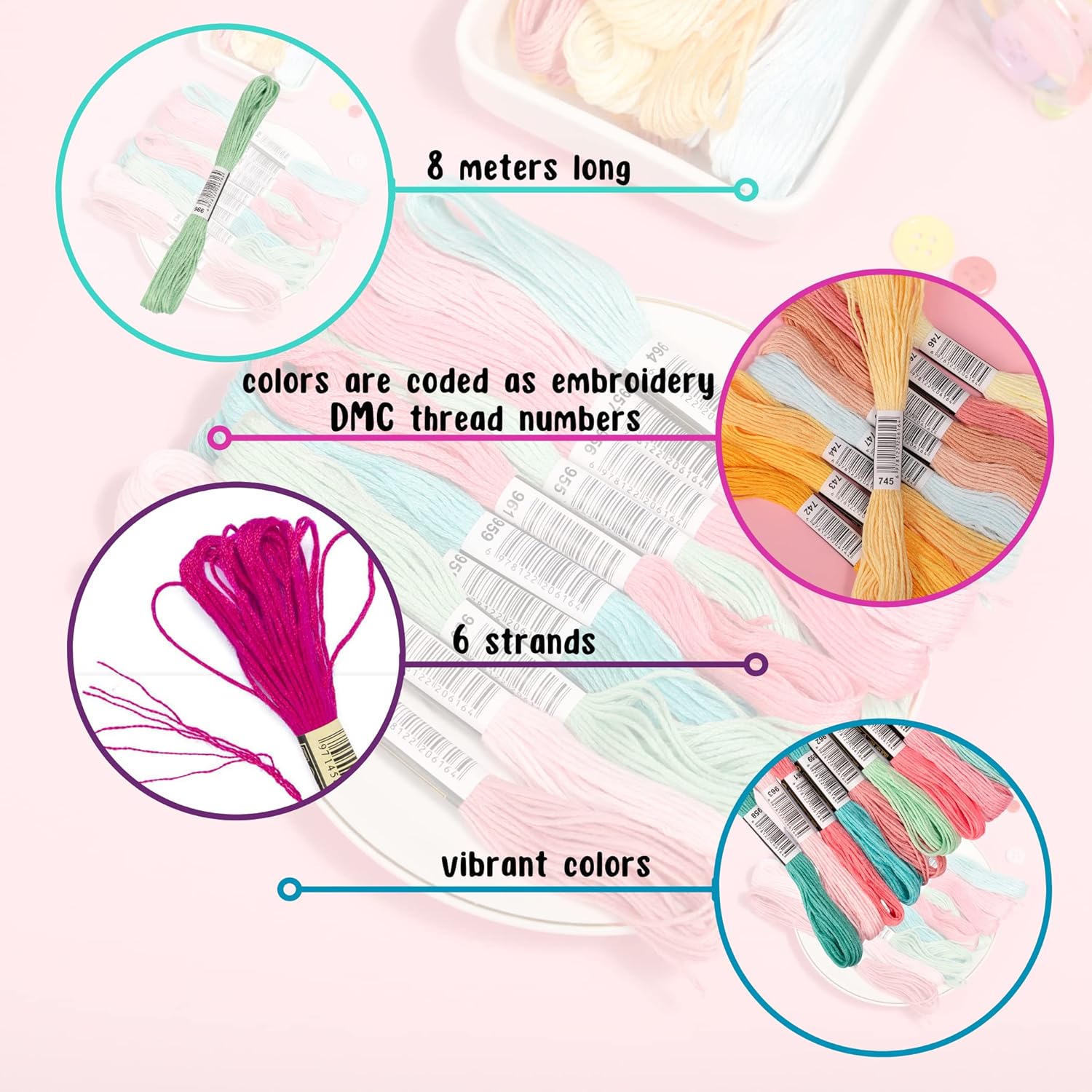 447 Colors Embroidery Floss | Rainbow Thread for Embroidery, Cross Stitch Thread Freeasyfar