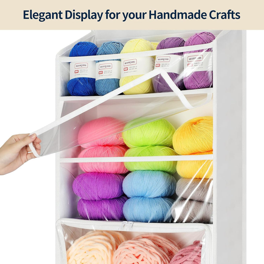 Hanging Yarn Storage Organizer with 6 Zippered Closure Compartments
