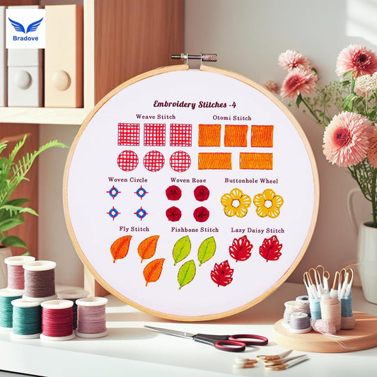 4 Set Embroidery Stitches Practice Kit, Embroidery Kit for Beginners with Embroidery Patterns - Freeasyfar