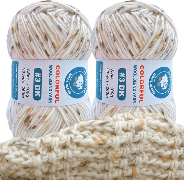 2 Pack Variegated Wool Blend Yarn, #3 DK, 20% Wool 80% Acrylic, , Single-Ply Wool Yarn Freeasyfar