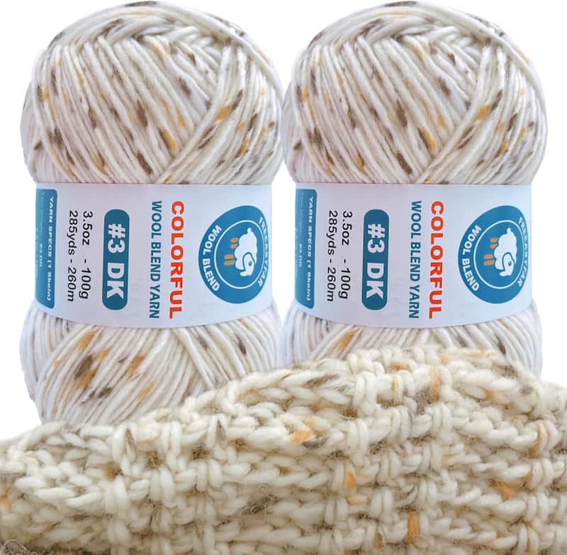 Variegated Wool Blend Yarn - 2 Pack #3 DK Weight Single-Ply Roving Yarn for Knitting & Crochet