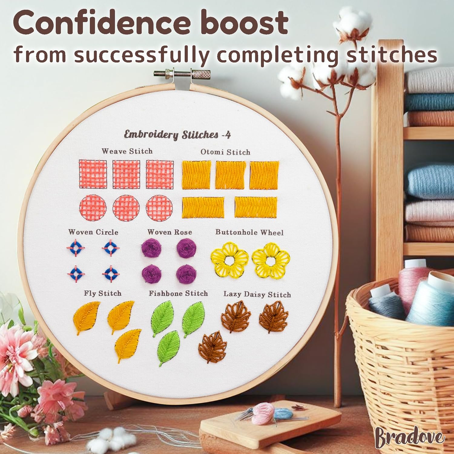 4 Pack Beginner Embroidery Kit for Adults, Hand Embroidery Kit for Kids Freeasyfar