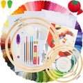 Embroidery Kit 215 Pcs,100 Colors Threads,5 Pcs Embroidery Hoops,3 Pcs Aida Cloth,40 Sewing Pins, Cross Stitch Tools and Embroidery Starter Kit for Adults and Kids Beginners Freeasyfar