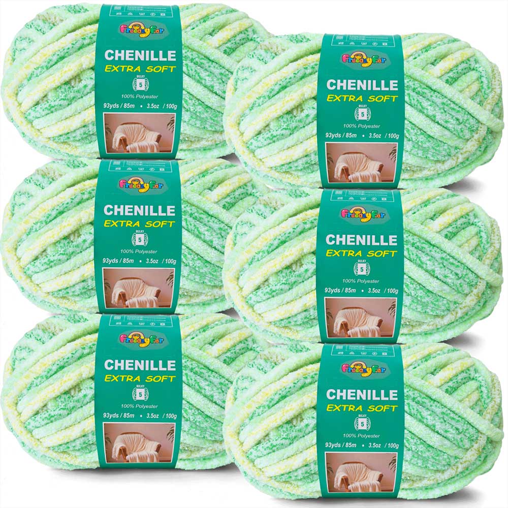 6 Pack Bulky Variegated Chenille Yarn for Crocheting and Knitting Freeasyfar