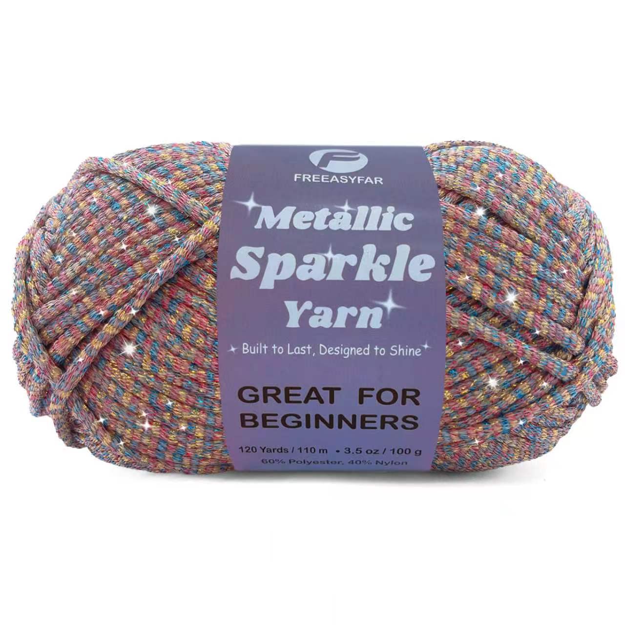 Metallic Sparkle Yarn for Crochet and Knitting with Easy-to-See Stitches