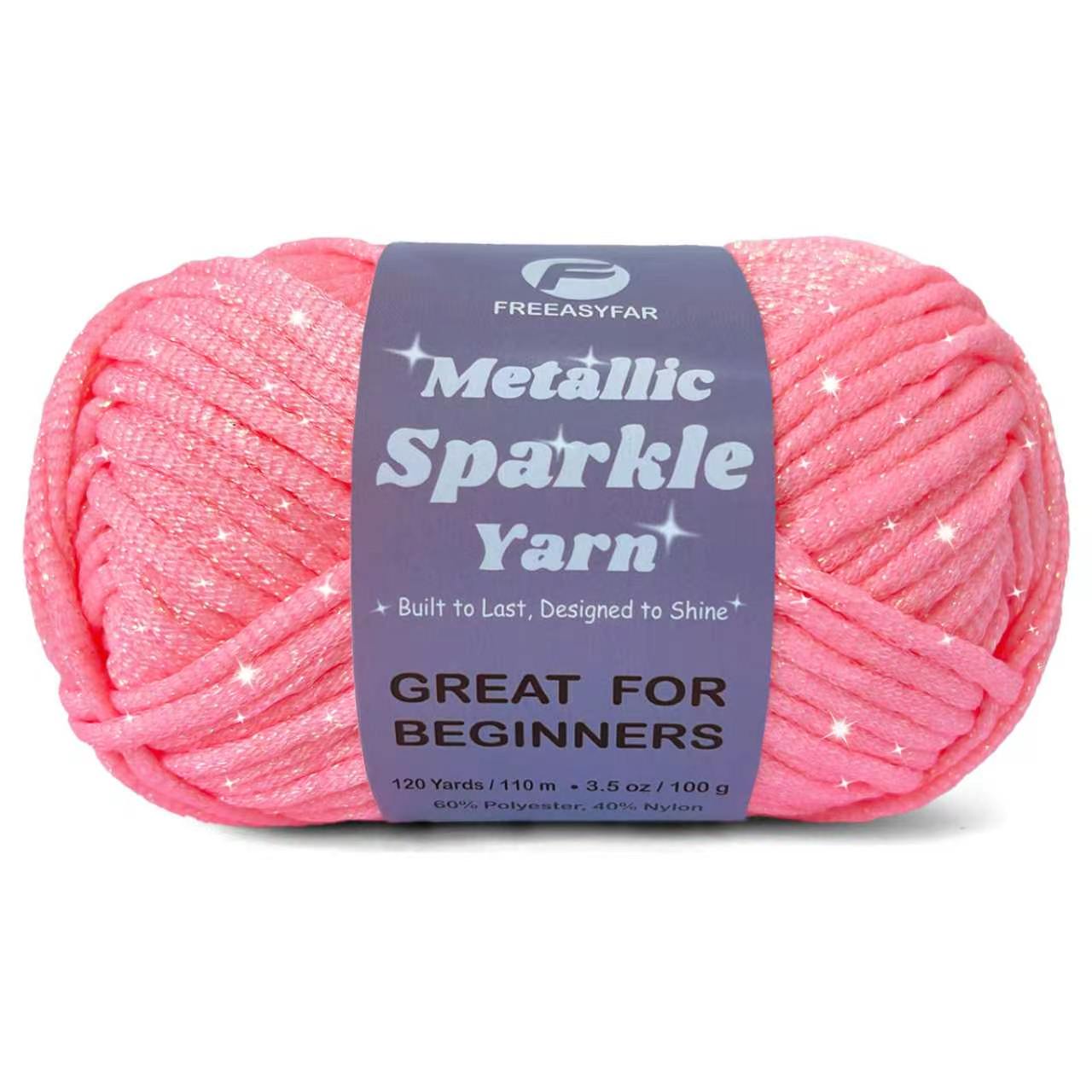 Metallic Sparkle Yarn for Crochet and Knitting with Easy-to-See Stitches