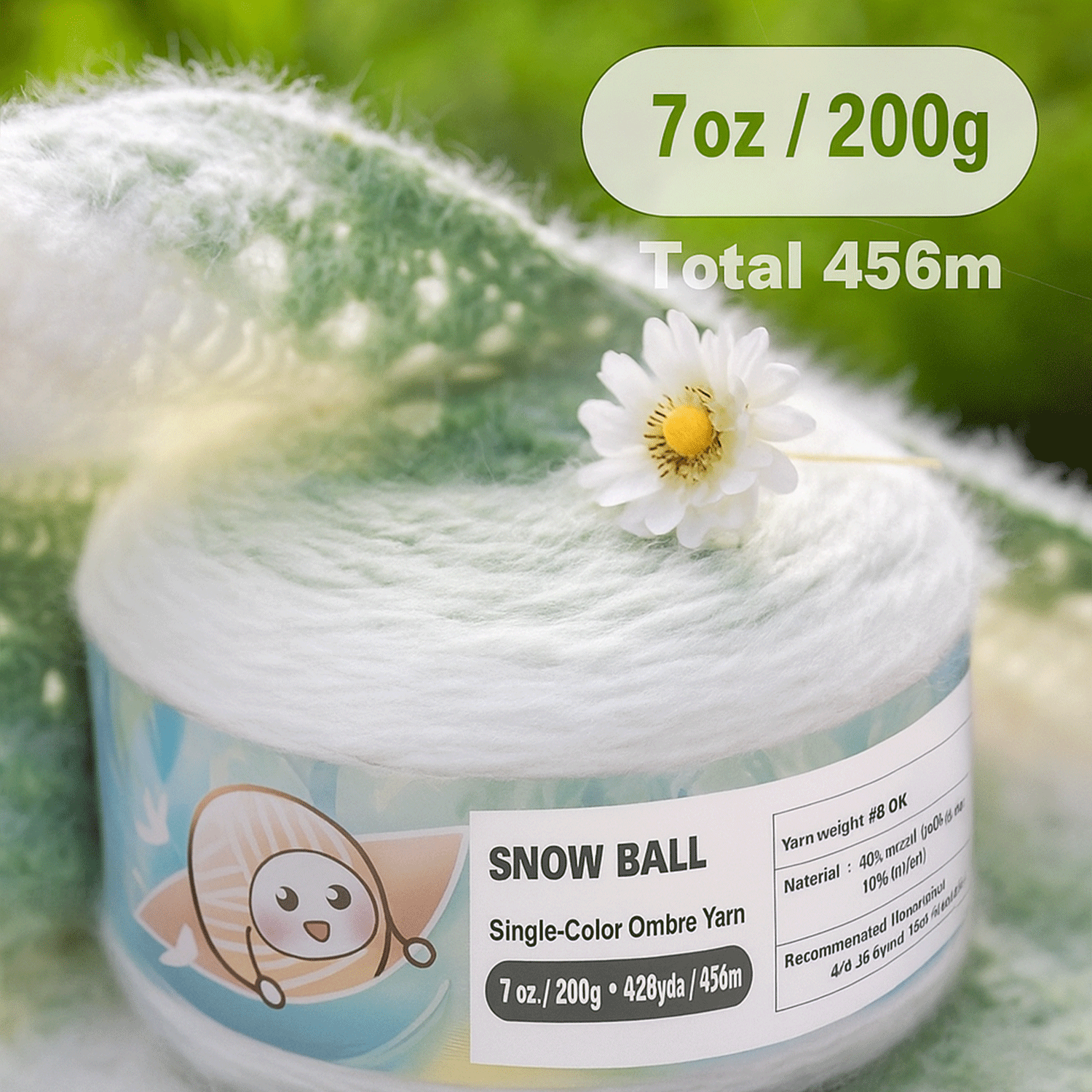 SNOW BALL Ombre Gradient Yarn for Knitting and Crochet, #3 DK Weight ,Acrylic Wool Blend, 200g/456m Cake Yarn（Lavender Mist） Freeasyfar