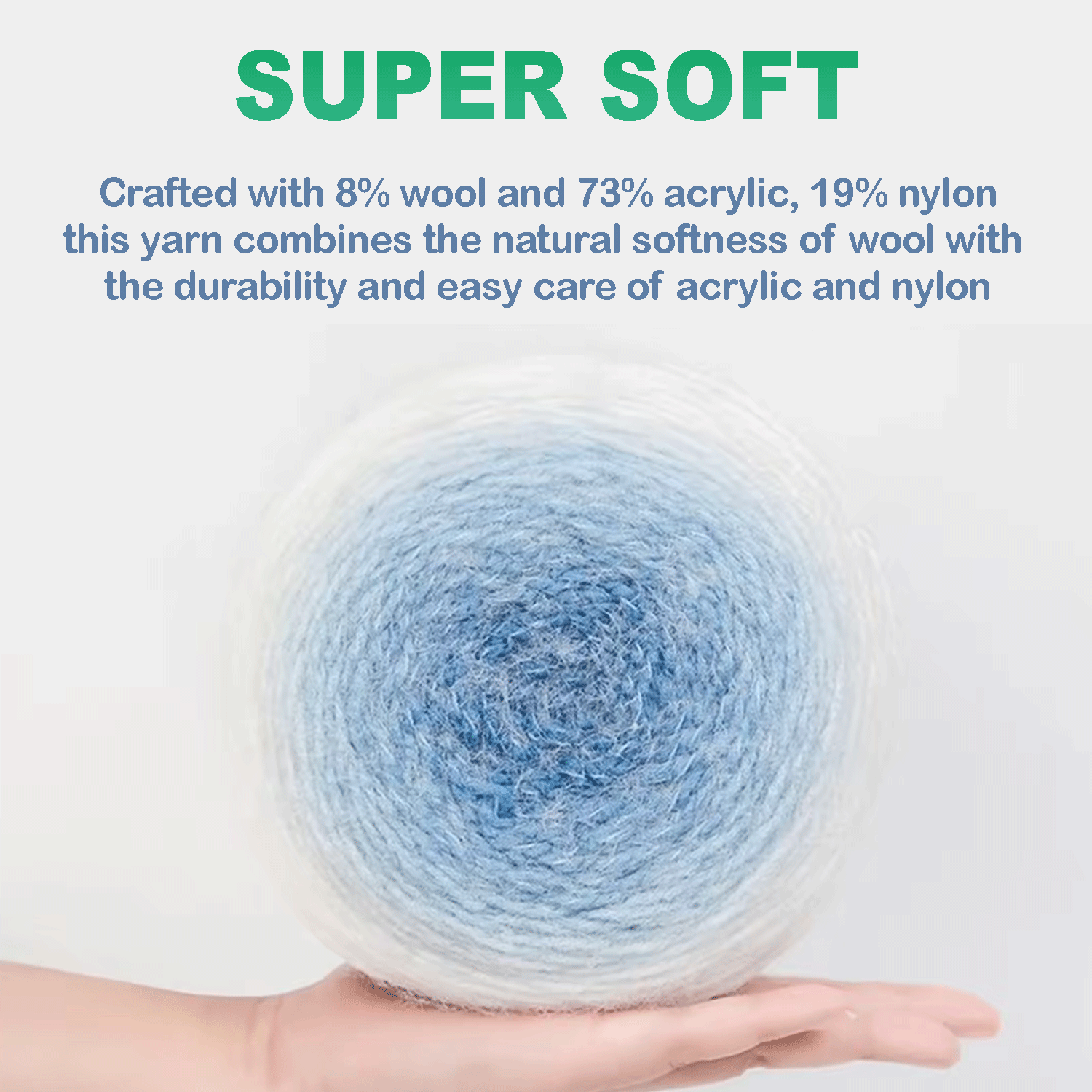 SNOW BALL Ombre Gradient Yarn for Knitting and Crochet, #3 DK Weight ,Acrylic Wool Blend, 200g/456m Cake Yarn（Lavender Mist） Freeasyfar