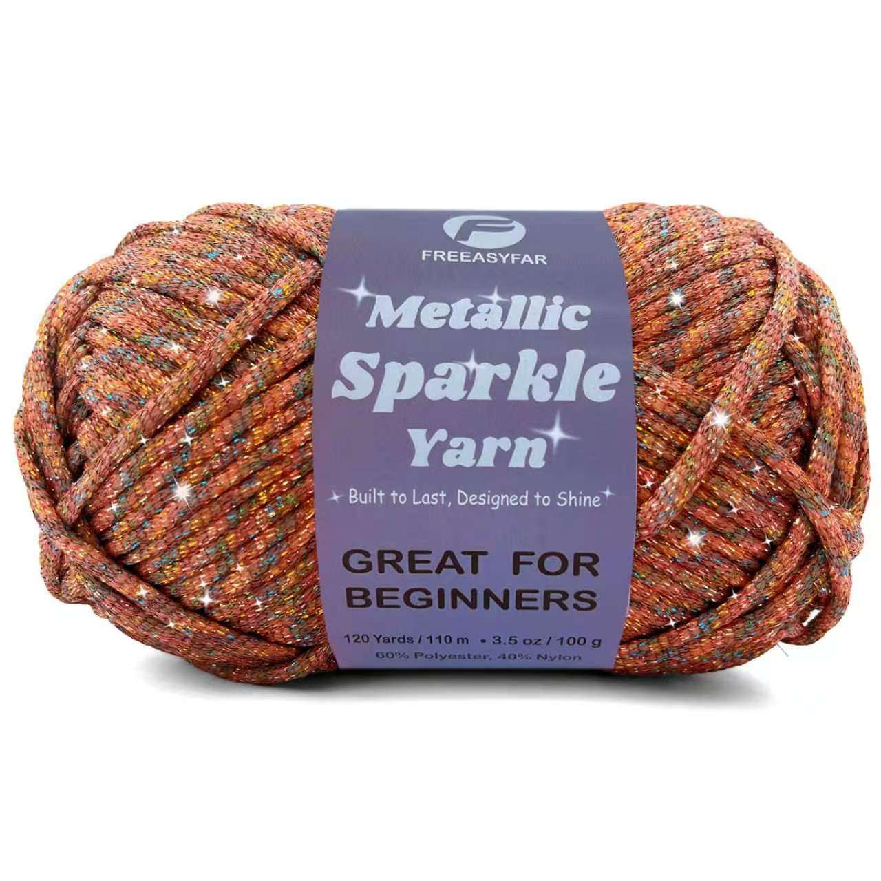 Metallic Sparkle Yarn for Crochet and Knitting with Easy-to-See Stitches