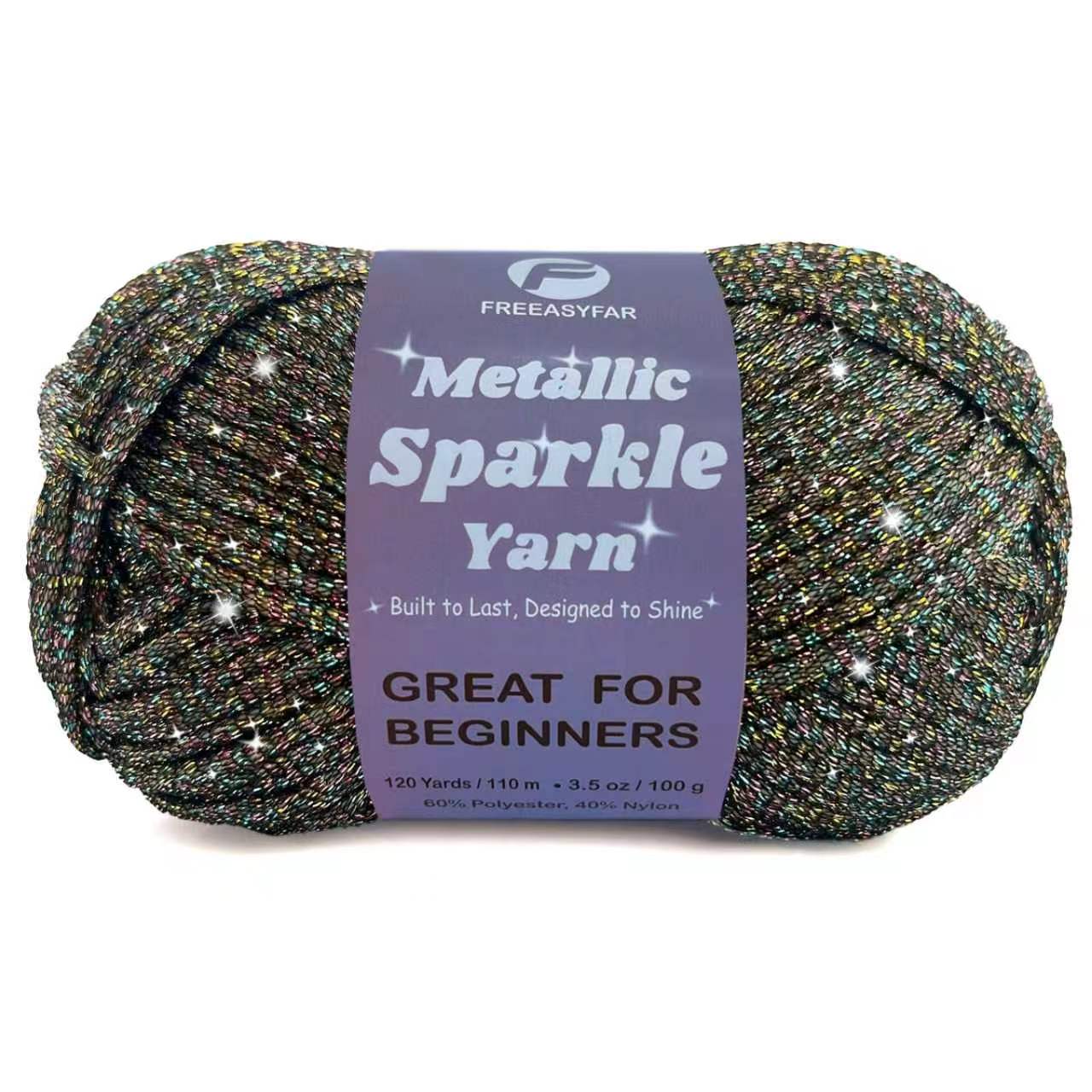 Metallic Sparkle Yarn for Crochet and Knitting with Easy-to-See Stitches