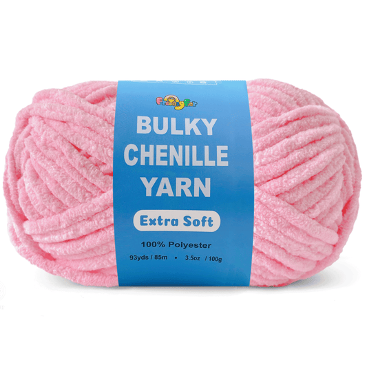 Velvet Chenille Yarn for Crocheting and Knitting – Bulky (93 Yards/100g), Extra Soft Polyester Chunky Yarn for DIY Crafts, Plush Toys, Blankets-Baby Pink