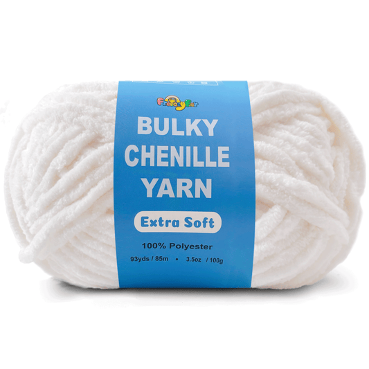 Velvet Chenille Yarn for Crocheting and Knitting – Bulky (93 Yards/100g), Extra Soft Polyester Chunky Yarn for DIY Crafts, Plush Toys, Blankets-Buttercream