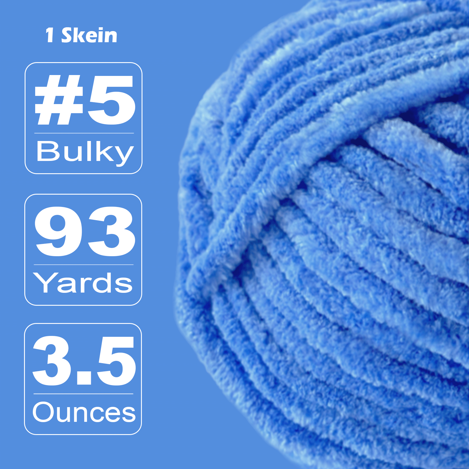 Denim Blue Velvet Chenille Yarn for Crocheting and Knitting – Bulky (93 Yards/100g), Extra Soft Plush Yarn Freeasyfar