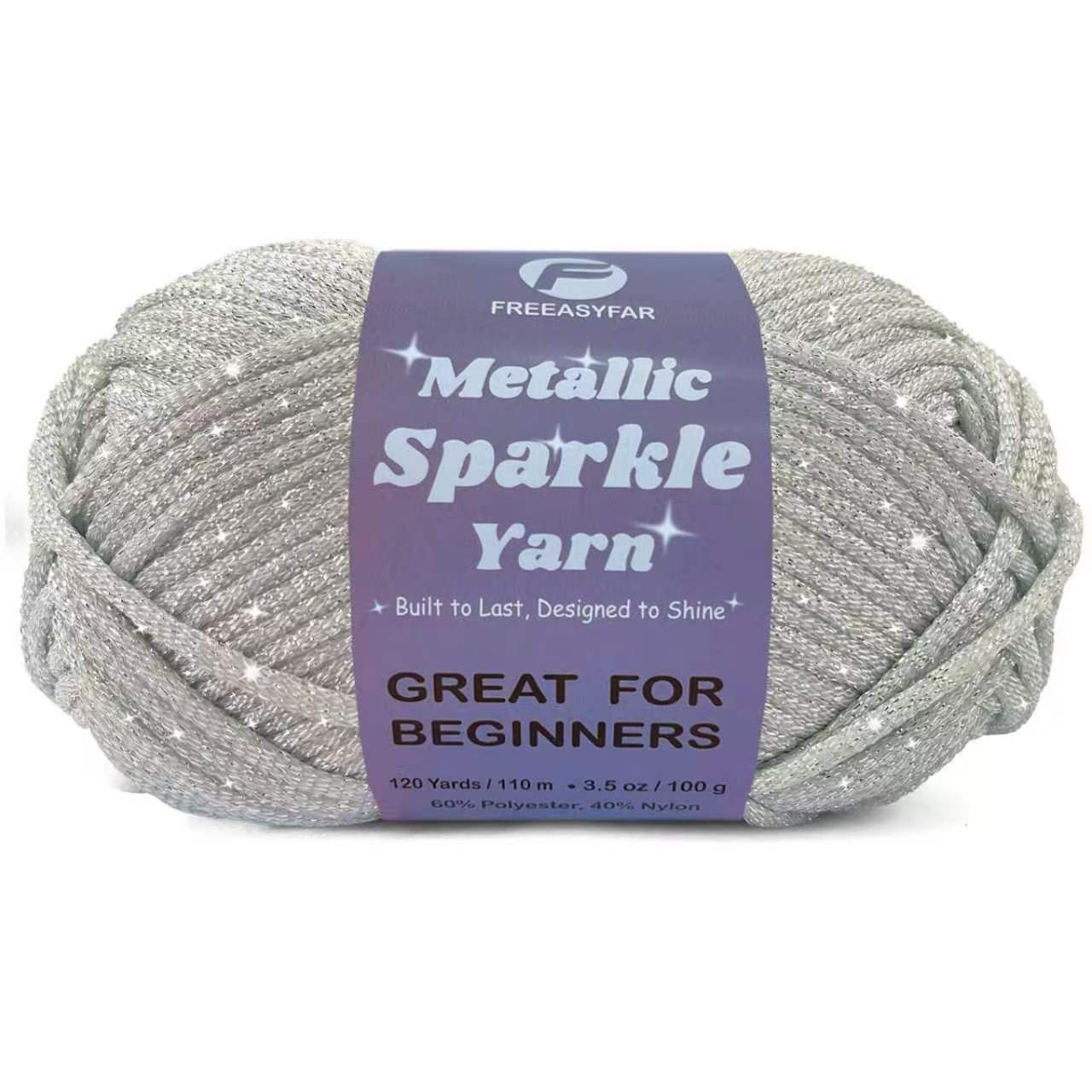 Metallic Sparkle Yarn for Crochet and Knitting with Easy-to-See Stitches