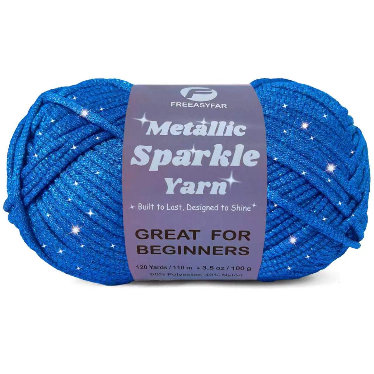 Metallic Sparkle Yarn for Crochet and Knitting with Easy-to-See Stitches