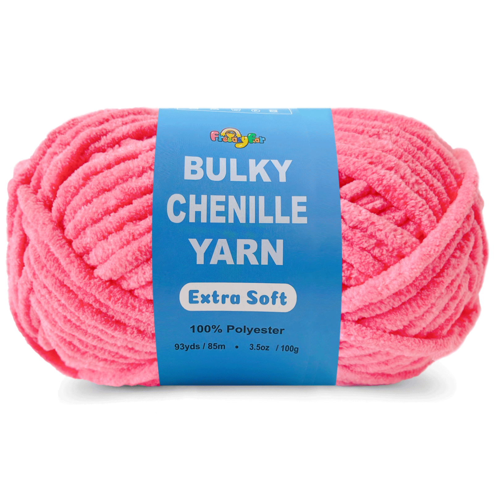 Hot Pink Velvet Chenille Yarn for Crocheting and Knitting – Bulky (93 Yards/100g), Extra Soft Plush Yarn Freeasyfar
