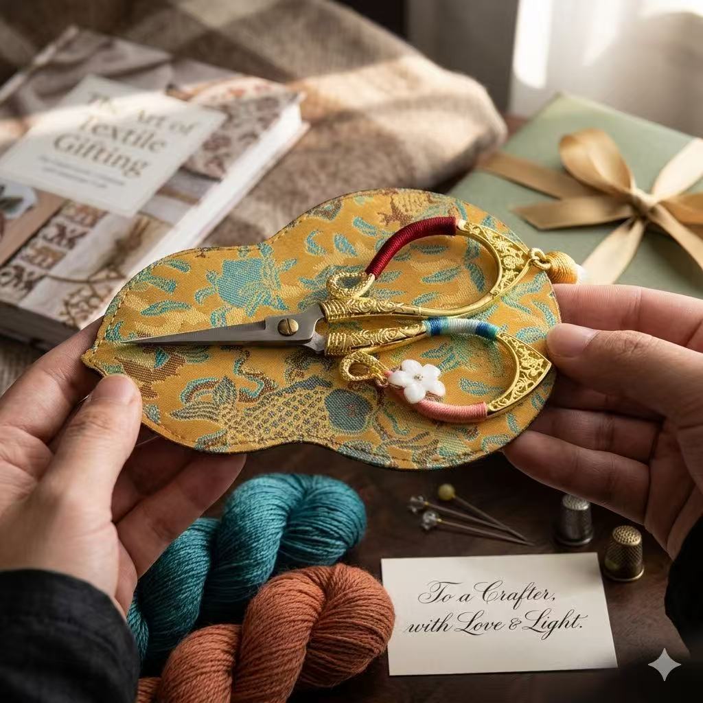Vintage-Style Embroidery Scissors with Protective Sheath & Elegant Tassel