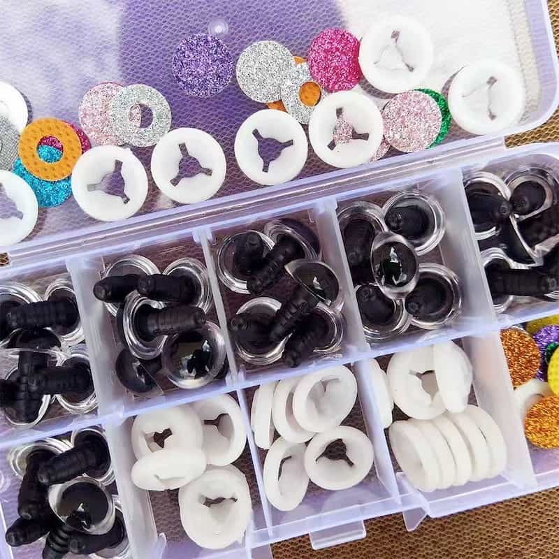 30 Pcs Glitter Safety Eyes for Amigurumi - 8 Vibrant Colors Assorted Sparkling Craft Eyes with Washers