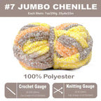 6-Pack Jumbo Chenille Yarn for Crocheting and Hand-Knitting, Crochet Hook included, Total 42 oz/150 yards