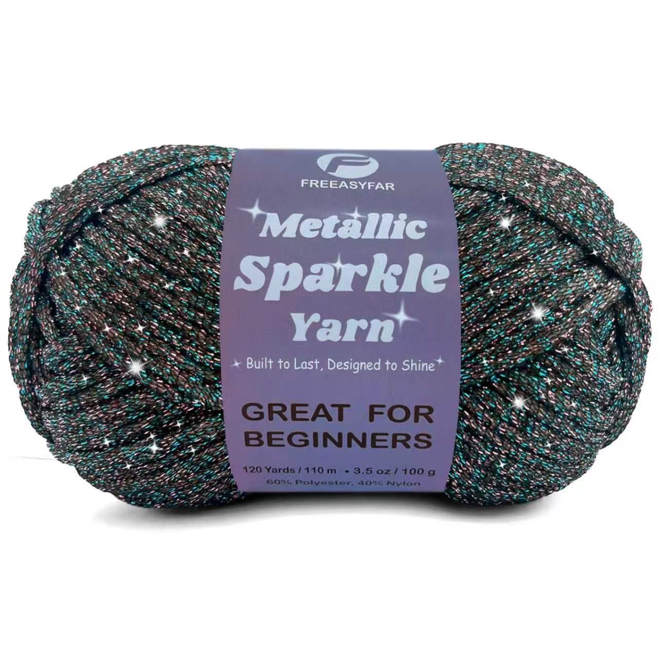 Metallic Sparkle Yarn for Crochet and Knitting with Easy-to-See Stitches