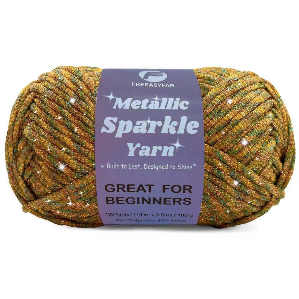 Metallic Sparkle Yarn for Crochet and Knitting with Easy-to-See Stitches