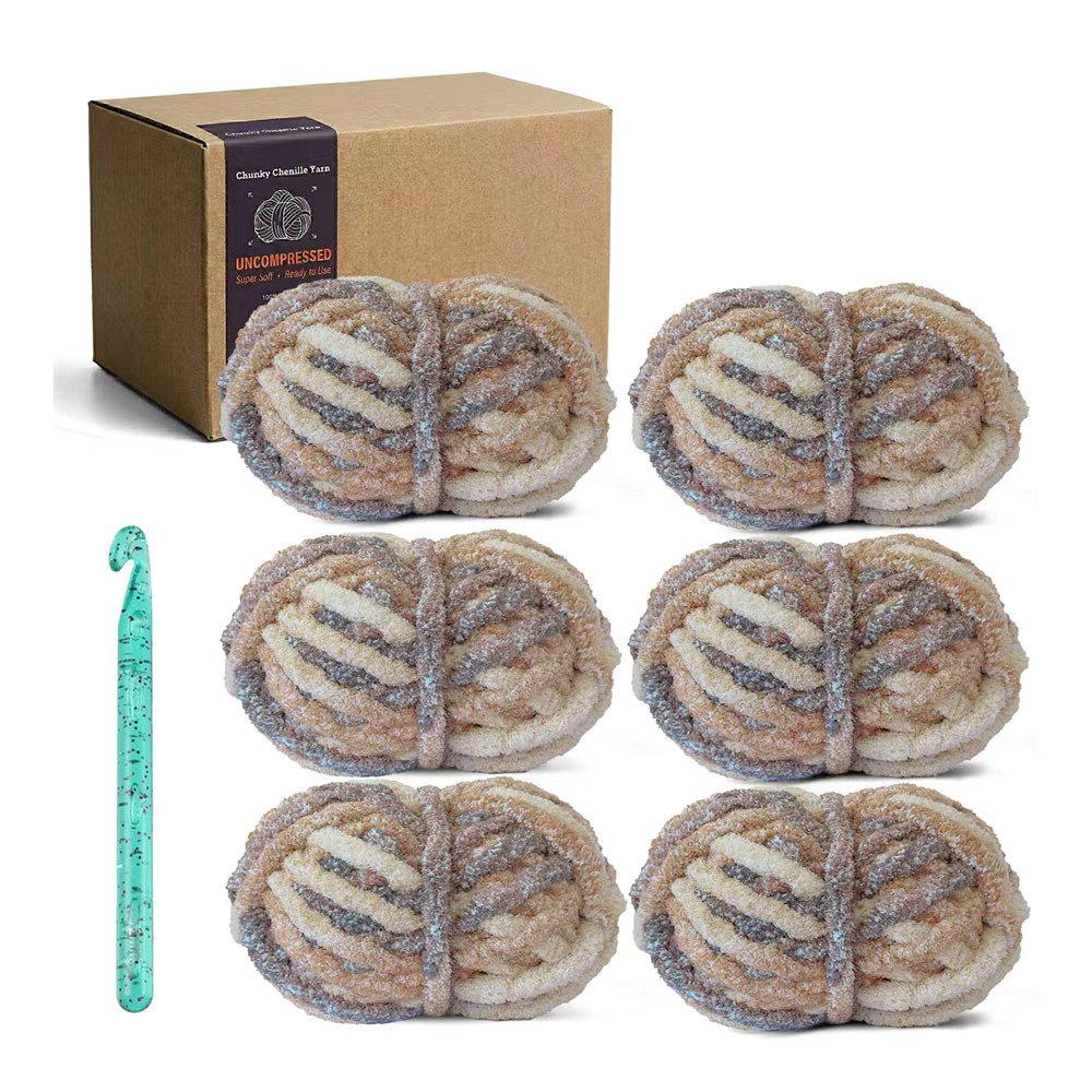 6-Pack Blanket Extra Thick Frosting Yarn with 20mm Crochet Hook