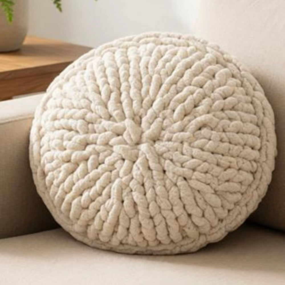 Finger Knit Round Pillow
