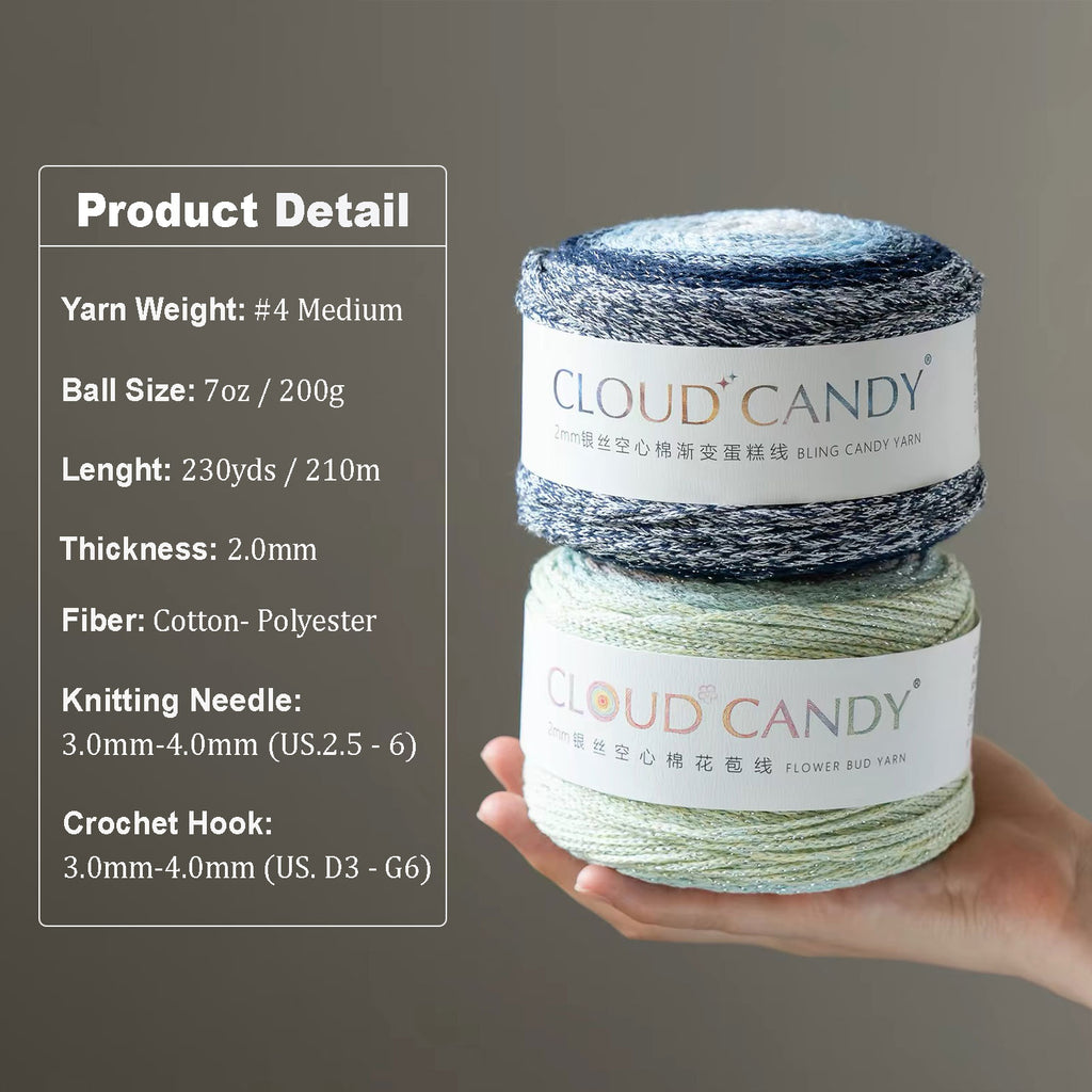 Cotton Blend Sparkle Gradient Yarn for Crochet Bags & Home Decor