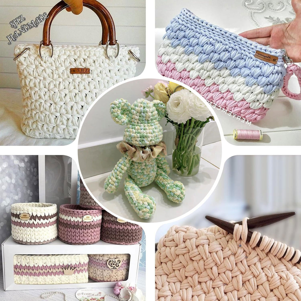 Beginner-Friendly Elastic Fabric Yarn,T Shirt Yarn for Bag, Basket, Blanket