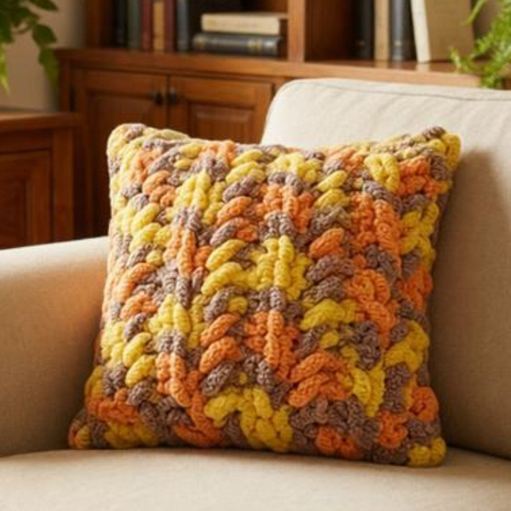 Finger Knit Square Pillow