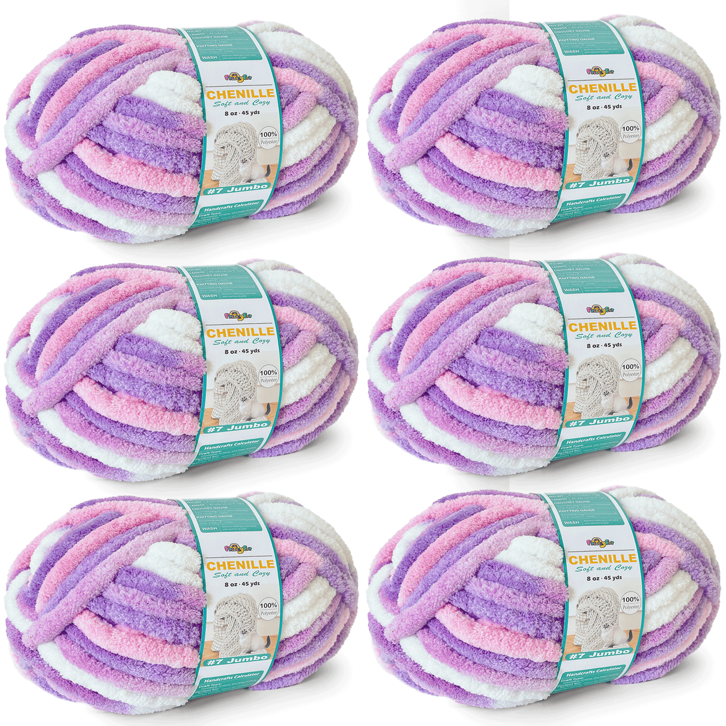 Chunky Chenille Yarn for Crocheting - Bulky Fluffy Yarn for Knitting -100% Polyester -Jumbo 7-45 yds/8.8 oz Each Skein-Lavender Blush