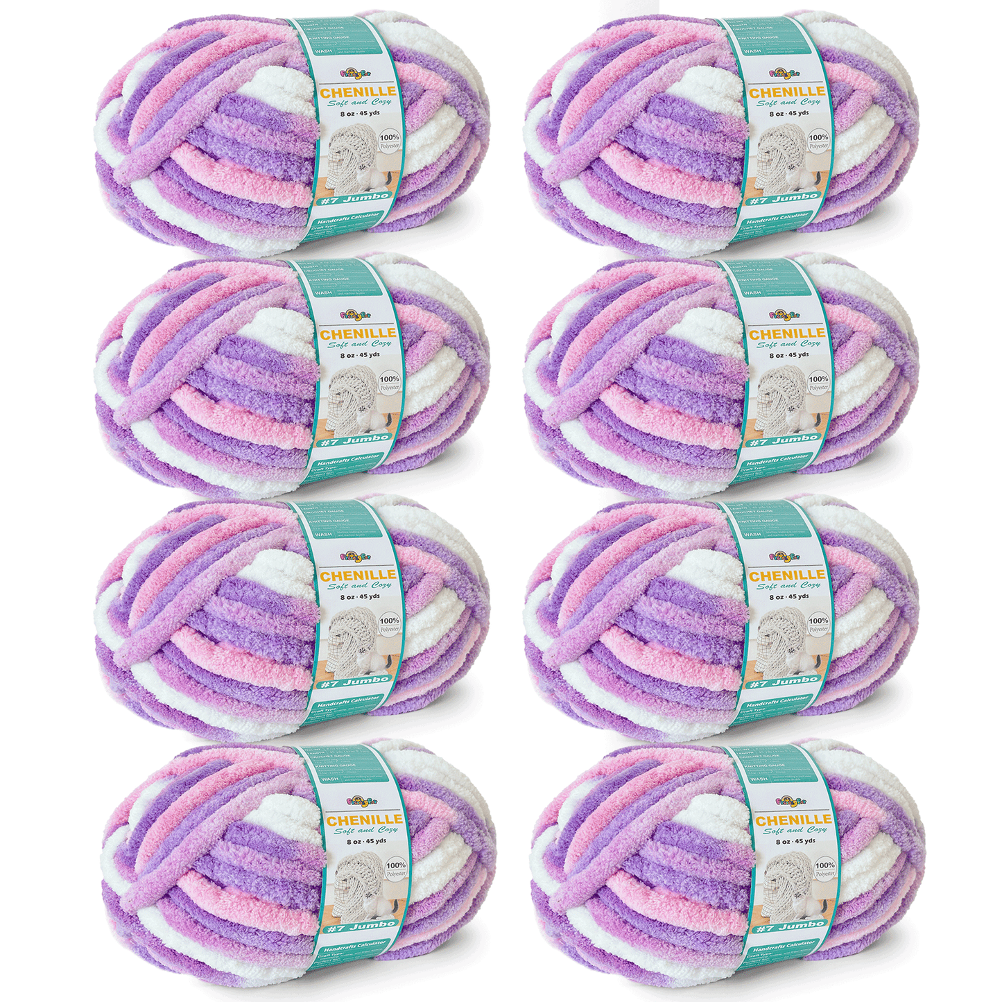 Chunky Chenille Yarn for Crocheting - Bulky Fluffy Yarn for Knitting -100% Polyester -Jumbo 7-45 yds/8.8 oz Each Skein-Lavender Blush