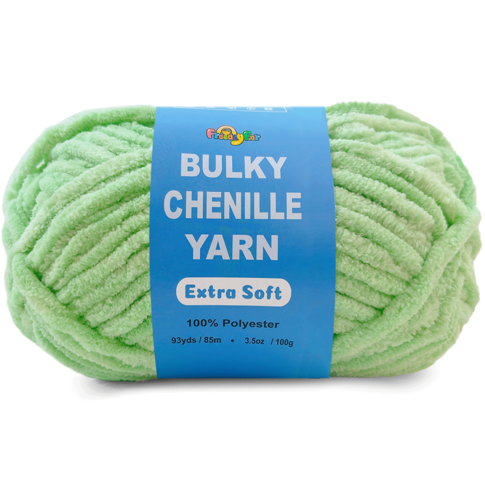 Mint Green Velvet Chenille Yarn for Crocheting and Knitting – Bulky (93 Yards/100g), Extra Soft Plush Yarn Freeasyfar