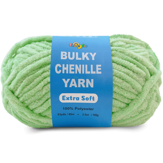 Velvet Chenille Yarn for Crocheting and Knitting – Bulky (93 Yards/100g), Extra Soft Polyester Chunky Yarn for DIY Crafts, Plush Toys, Blankets-Mint Green