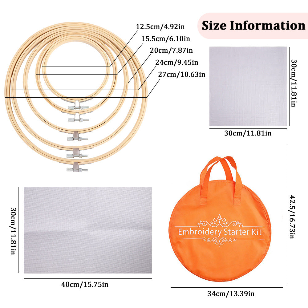 Embroidery Kit 215 Pcs,100 Colors Threads,5 Pcs Embroidery Hoops,3 Pcs Aida Cloth,40 Sewing Pins, Cross Stitch Tools and Embroidery Starter Kit for Adults and Kids Beginners Freeasyfar