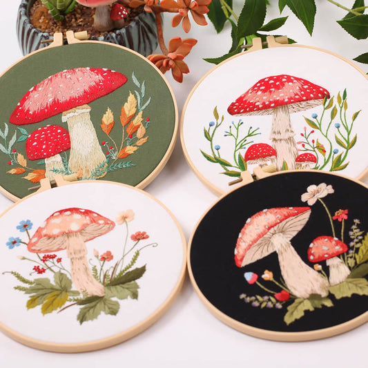 4 pcs of Embroidery Starter kit with Patterns and Instructions