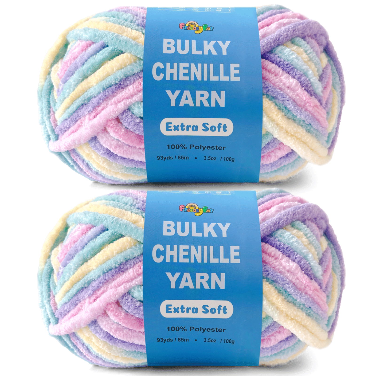 Pastel Velvet Chenille Yarn for Crocheting and Knitting – Bulky (93 Yards/100g), Extra Soft Plush Yarn Freeasyfar