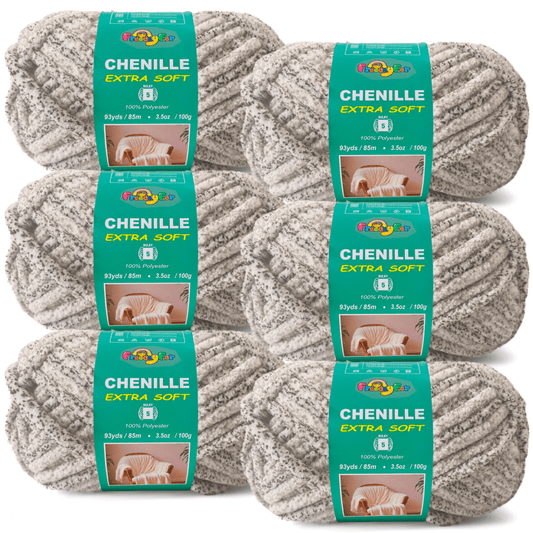 Super Soft and Cozy Chenille Yarn for Crocheting and Knitting -Easy to Crochet with-#5 Bulky-3.5oz/93yds Each Skein-Chunky Plush Yarn for Hand Craft Blanket Ammigurumi-Beige