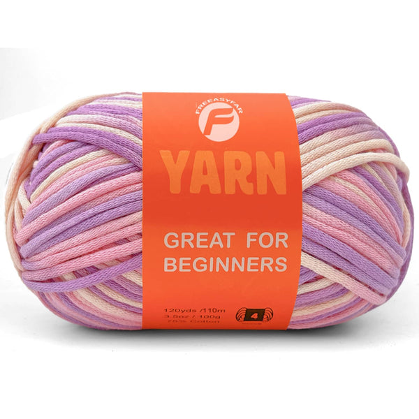 1 Pack 3.5oz/120yards,Beginner Easy Yarn for Crocheting and Knitting with Easy-to-See Stitches; Medium Weight #4(Variegated Color) Freeasyfar